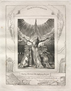 Il Libro di Giobbe: Tav. 18, E il mio servo Giobbe pregherà per te da William Blake