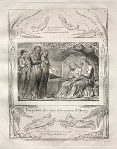 Il Libro di Giobbe: Tav. 19, Ognuno gli diede anche un pezzo di denaro da William Blake