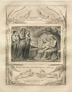 Il libro di Giobbe: Pl. 19, Ognuno gli diede anche un pezzo di denaro, 1825 da William Blake