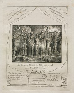Il libro di Giobbe: Pl. 21, Così il Signore benedisse la fine di Giobbe più di quanto, 1825 da William Blake