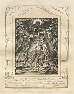 Il Libro di Giobbe: Tav. 3, I tuoi figli e le tue figlie stavano mangiando e bevendo vino nella casa del loro fratello maggiore da William Blake