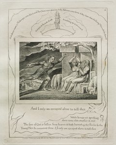 Il Libro di Giobbe: Tav. 4, E io solo sono scampato per raccontartelo, 1825 da William Blake