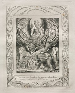 Il libro di Giobbe: Pl. 5, Allora Satana uscì dalla presenza del Signore, 1825 da William Blake