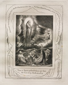 Il libro di Giobbe: Pl. 9, Allora uno spirito passò davanti al mio volto, i peli della mia carne si rizzarono, 1825 da William Blake