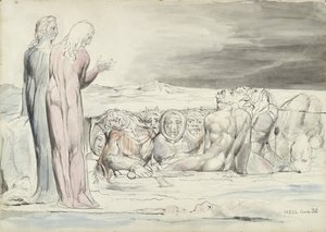 Il cerchio dei traditori: Fratelli Alberti, illustrazione alla Divina Commedia di Dante Alighieri, 1824-27 da William Blake