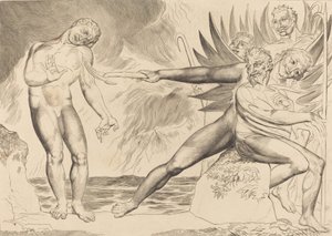 Il cerchio dei funzionari corrotti, i diavoli tormentano Ciampolo da William Blake