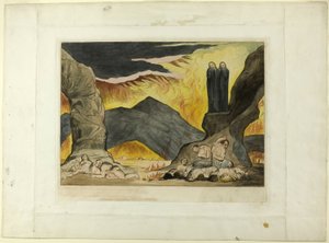 Il Cerchio dei Falsificatori: Dante e Virgilio si Coprono il Naso a Causa del Fetore. Inferno, canto XXIX da William Blake