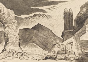 Il Cerchio dei Falsificatori: Dante e Virgilio si Coprono il Naso a causa del Fetore, 1827 da William Blake