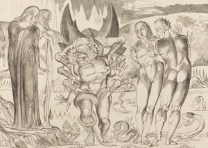 Il cerchio dei ladri, Agnolo Brunelleschi attaccato da un serpente a sei zampe da William Blake