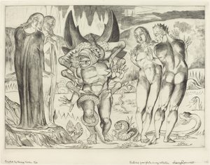 Il cerchio dei ladri, Agnolo Brunelleschi attaccato da un serpente a sei zampe da William Blake