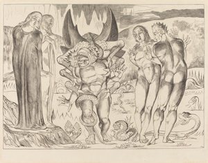 Il cerchio dei ladri, Agnolo Brunelleschi attaccato da un serpente a sei zampe da William Blake