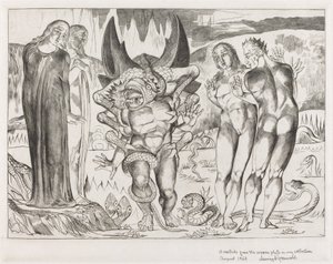 Il cerchio dei ladri, Agnolo Brunelleschi attaccato da un serpente a sei zampe da William Blake