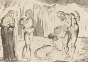 Il cerchio dei ladri, Buoso Donati attaccato dal serpente da William Blake