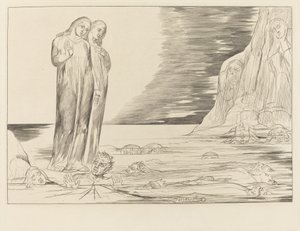 Il Cerchio dei Traditori; Il Piede di Dante Colpisce Bocca degli Abbate da William Blake