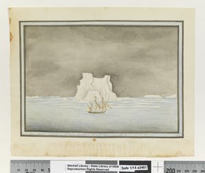 Opp. p. 147. `Ghiaccio passato il 25 novembre 1788. Latitudine 57 gradi 30 minuti sud. Longitudine 288 gradi 00 minuti est nel Sirius