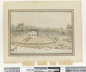 Opp. p. 225. `Casa del Governatore a Sydney, Port Jackson 1791