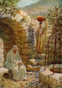 Gesù chiede acqua a una donna samaritana - Bibbia da William Brassey Hole
