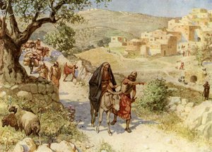 Re Davide in fuga da Gerusalemme viene maledetto da Simei da William Brassey Hole