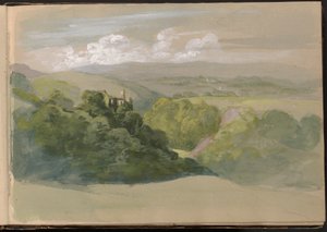 Veduta del castello di Berry Pomeroy da William Brockedon