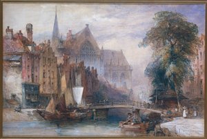 Veduta della Nieuwe Kerk e della Nieuwezijds Voorburgwal ad Amsterdam, dal Nord da William Callow