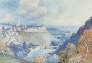 Castello e città di Richmond, Yorkshire da William Callow