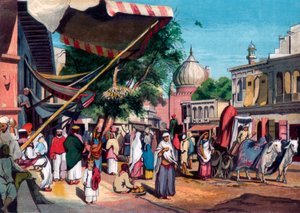 Una strada dietro la Jami Masjid, Delhi, India, 1857 da William Carpenter