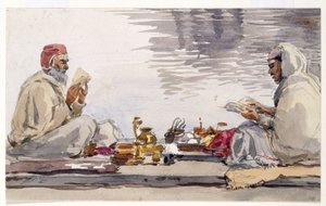 Due uomini santi che leggono il Granth Saheb, Umritsar