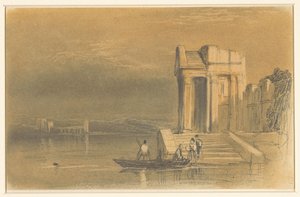 Rovine di un tempio su un lago in un paesaggio italiano da Clarkson Frederick Stanfield
