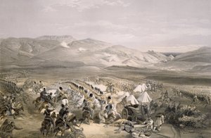 Carica della Brigata di Cavalleria Pesante alla Battaglia di Balaclava il 25 ottobre 1854, inciso da E. Walker, pub. 1855 da William Crimea Simpson
