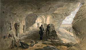 Chiesa scavata nelle caverne a Inkermann, vista verso ovest da William Crimea Simpson