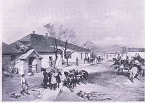 Quartier generale di Lord Raglan a Khutor-Karagatch, illustrazione da British Battles on Land and Sea, 1915 da William Crimea Simpson