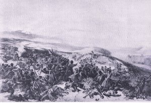 Seconda carica delle Guardie, quando ripresero le due batterie di cannoni alla Battaglia di Inkerman, illustrazione da British Battles on Land and Sea, 1915 da William Crimea Simpson