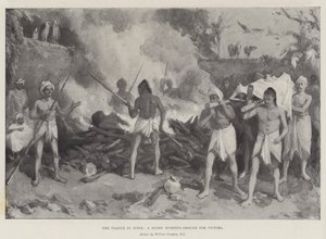 La peste in India, un campo di cremazione indù per le vittime da William Crimea Simpson