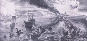 La caduta di Sebastopoli e la ritirata dei russi, 8 settembre 1855, illustrazione da British Battles on Land and Sea, 1915 da William Crimea Simpson