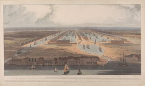 Una veduta dei West India Docks da William Daniell