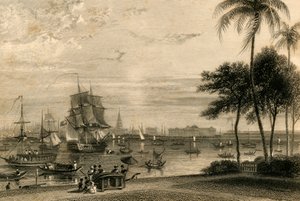 Calcutta, dalla casa del giardino, 1835 da William Daniell