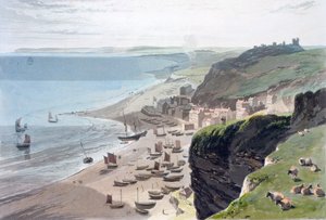 Hastings, dalla East Cliff, 1823 da William Daniell