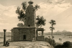 Tempio indù a Muddunpore, Bahar, 1835 da William Daniell
