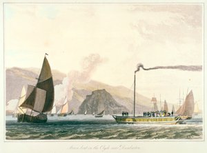 Battello a vapore sul Clyde vicino a Dumbarton, c1814 da William Daniell