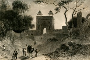 La Porta di Agra, Chauter Serai, 1835 da William Daniell