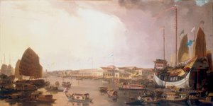 Le fabbriche europee a Canton in Cina da William Daniell