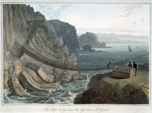 Il ponte di corda vicino al faro, Holyhead, Anglesey, Galles da William Daniell