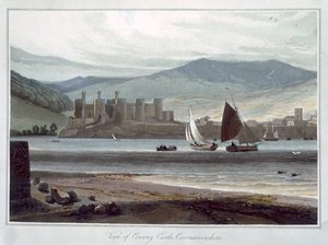Veduta del castello di Conway, Caernarvonshire, Galles da William Daniell