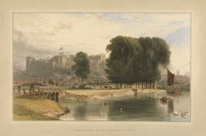 Castello di Windsor vicino a Brocas Meadows da William Daniell
