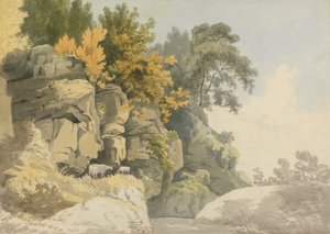 Rocce boscose vicino a un ruscello (Derbyshire?) da William Day