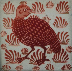 Piastrella con disegno di pernice da William de Morgan