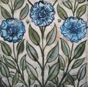 Piastrella con design floreale stilizzato da William de Morgan