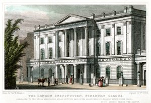 La London Institution, Finsbury Circus, Londra, 1827 da William Deeble