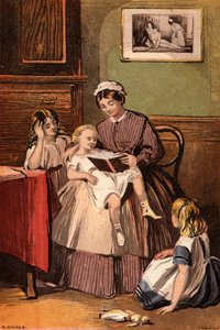 Il servitore gentile: una cameriera che legge ai bambini piccoli da William Dickes