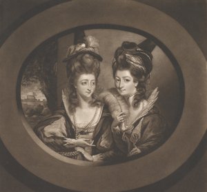 Mrs. Gwyn e Mrs. Bunbury nei personaggi di Le allegre comari di Windsor da William Dickinson